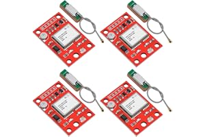 MESHNOLOGY GY-NEO6MV2 NEO-6M Lot de 4 modules de commande de vol GPS 3 V-5 V avec antenne en céramique super puissante, compatibles avec AR duino ESP 32, Raspberry Pi EEPROM APM 2.5, rouges
