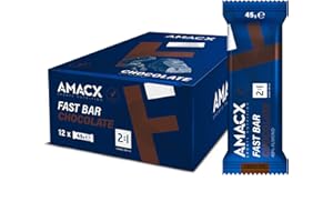 AMACX Fast Bar – Barre Energetique Sport – 40% d’amandes – Pack de 12 – Vegan Healthy Snacks – Barre Protéinée pour Sportifs d’Endurance – Ratio Glucides 2:1 – Chocolat