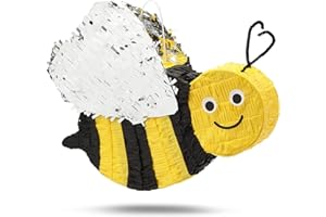 BLUE PANDA Small Bumble Bee Pinata for What Will It Bee Gender Reveal Party Supplies, Baby Shower, Birthday Decorations (15.5 x 13 In)
