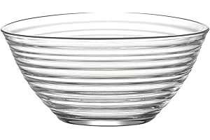 LAV 1x Clear 23cm Derin Glass Serving Bowl - Large Kitchen Pasta Salad Fruit Party Platter Food Dip Snack Dishes Set