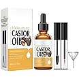 Azonee Eyelash Castor Oil Growth Serum, Organic Cold Pressed Castor Oil for Thicker Eyelashes and Eyebrows, Includes Mascara Tubes, Hair, Face, Skin and Body Moisturizer
