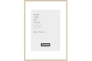 JUNOMI® Cadre photo 50 x 70 cm bois | couleur chêne | chêne avec verre plexi incassable | cadre photo bois
