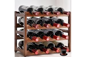 Wenbones Botellero Vino de Bambú, Soporte para Botellas para Botellas, Estantería de Vino para Cocina, Bar, Bodega, Gabinete, Despensa Capa, Despensa (Cuatro Niveles)