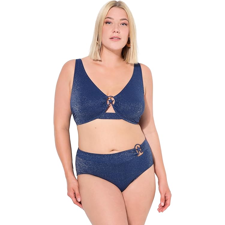 Ulla Popken Damen große Größen Übergrößen Plus Size Bikini, Sophia, Deep Sea Paisley