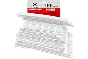 XEEINC Filzgleiter Selbstklebend 165 Stück - Filzgleiter für Stühle mit 8 Größen - 3mm Dicke Möbelgleiter Filz selbstklebend für Stühle Bodenschutz - mit Idealer Klebkraft - Weiß