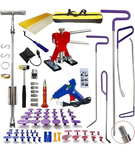 Mookis Kit de Debosselage Carrosserie 26 Pièces Outils Debosselage sans Peinture Dent Removal Kit avec un Marteau Coulissant en T, un