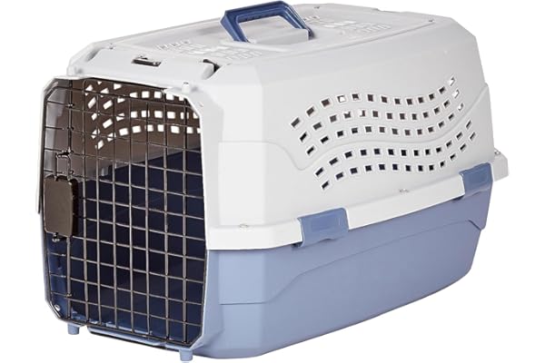 Amazon Basics Niche animaux de compagnie à deux portes à chargement par le haut, pour Chien, Chat, Bleu, L 58 x l 38 x H 33 cm