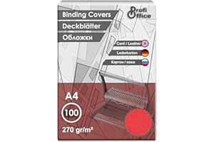 ‎PROFIOFFICE ProfiOffice® Deckblätter, DIN A4, Lederoptik, rot, A4 270g/m², 100 Stück (29004)