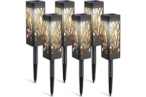 WdtPro Solar Lights Outdoor Garden, 6 Pack Garden Lights Solar Powered Waterproof with Warm White LED Lights, Solar Garden Ornaments Outdoor for Patio, Yard, Pathway Dusk to Dawn Auto On/Off