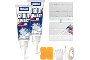 MALLBAOLA Stucco per Piastrelle, Fughe Piastrelle Grigio in Tubo, Stucco per Fughe Piastrelle per Bagno Doccia Cucina Pavimento, Kit Riparazione Piastrellea, Rinnova Fughe Piastrelle e Linee di Giunzione, Gaps