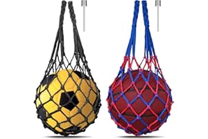 xiaoxiaozhijia 2 Pcs Bolsa para Balón, Red para Balones De Futbol, con 2 Agujas Plateadas Inflables, para Baloncesto, Voleibol