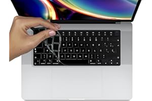 MyGadget Coque Clavier QWERTY [Espagnol] pour Apple MacBook Pro 14 & 16 Pouces (dès 2021 - M1) Air 13" (dès 2022 - A2681 M2) Air 15 (dès 2023 - A2941) - Protection Silicone Couverture Noir