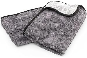 The Rag Company - Ręcznik do suszenia Gauntlet (2-pak) mieszanka 70/30 koreańska mikrofibra, zaprojektowany z myślą o szybkim wchłanianiu - 900 g/m², 38 x 61 cm, szarość + szary