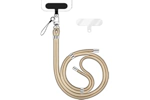 NALIA HoldMe Universal Handykette kompatibel mit Smartphone & Handyhüllen, Nylon-Seil Verstellbar & Abnehmbar, Umhänge-Band, Handyband, Lanyard mit Karabiner & 2 Patches, Farbe:Beige