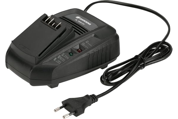 Gardena snabbladdare AL 1830 CV: Passar till alla 18 V POWER FOR ALL systembatterier, laddtid för 2,5 Ah-batterier är 60 minuter, med LED-statusindikator som visar batterinivån (14901-20)