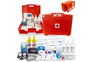 Akitaink Cassetta medica Aziendale, Kit Pronto Soccorso con Misuratore di Pressione, Staffa di primo soccorso: Conforme DM 388 Allegato 1 per Gruppi con 3 o più Lavoratori, Made in Italy