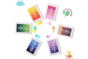 YXHZVON 6 Pezzi Tamponi Colorati per Timbri, 24 Colori Tampone di Inchiostro per Scrapbooking Inchiostro, Cuscinetto Inchiostro Solubile nell’Acqua Inkpad per Pittura, DIY