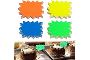 ZMDECQNA Neon Paper Card, 200 PCS Colorful Fluorescent Price Tags Star Shape Signs Price Display Tag Blank Retail Store Label Sign for Retail Party Favors(4 Colors)