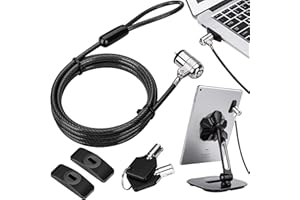 AboveTEK Laptop Lock, Tablet Lock Security Cable, 2 Keys Durable Steel Pad Locking Kit w/Adhesive Anchors, Anti Theft Hardware Protection for Phone Mobile Notebook Computer Monitor Laptop