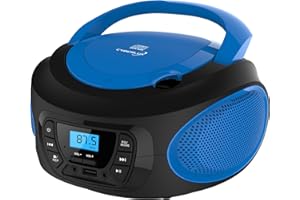 CYBERLUX Boombox - Lecteur CD portable - CD/CD-R - USB - Radio FM - Entrée AUX-IN - Prise casque - Radio enfants - Radio CD - Chaîne stéréo - Système compact (bleu cobalt)
