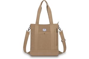 HUA ANGEL Mujer Bolsa de Hombro con Cremallera Lienzo, Bolso Bandolera Totalizador, Bolsa de Mano Grande para Compras Trabajo Playa Vida Diaria Escuela