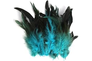 Fllyvly 100PC Piume di Coda di Gallo Naturale 15-20 CM, Utilizzato per Bastoncini Teaser del Gatto Fai da Te e Altri Artigianato, Artigianato, Cappelli, Orecchini, Decorazioni Casa, Colore Blu Oceano