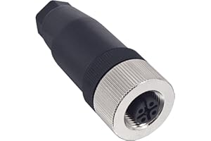 Lonlonty Connector M12 4 Pin Female, Connector Actuator Aviation Plug, Connector M12 4-Pin IP67 Waterproof