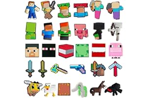 GWAWG 30Pcs Charm de Zapato, Decoración de Zuecos y PVC Hebillas Miner, Juego de Anime de Dibujos Animados Accesorios para Niños Fiesta de Niñas