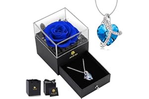 LEITON Infinity Rose Geschenkbox, Rose Schmuck Geschenkbox Muttertagsgeschenk für Mama, Ewige Rose Geschenke für Frauen, Konservierte Rose für Valentinstag Muttertag Hochzeit Jahrestag Geburtstag