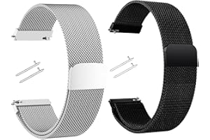 Txeouse 2 Pezzi Cinturino Orologio,Magnetic Cinturino in Acciaio Inossidabile,22/20/18mm Cinturino Maglia Milanese,Cinturini Ricambio a Sgancio Rapido,Cinturino Smartwatch per Uomo Donna