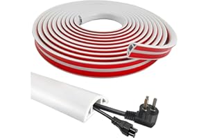 TONGBOKE 8M Goulotte Passe Câble Sol PVC, Chemin de CacheCâbles Electrique, Protecteur de Câbles de Plancher pour Cachez, Management et Protégez Les Câbles et Évitez Les Risques | 20 × 10mm (Blanc)