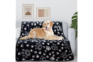 Awaytail Decke für Große Hunde Hundedecke Haustier Decken Auto Rückbank Sofa Bettdecke Waschbar Weiches und Warmes Vlies Katzendecken Pfotenabdruck,150x200cm