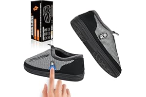Scaldapiedi Elettrico, Amiable Pantofole Riscaldate con Batteria da 5000mAh, Unisex Scaldapiedi Peluche Pantofole Riscaldanti Scalda Piedi Controllate da Doppi Interruttori (Grigio,M)