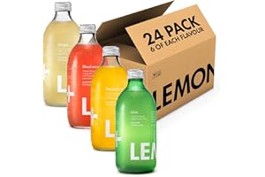 Lemonaid Sparkling Soft Drink: Mixed 24 Pack, 4 flavours (Lime, Passion Fruit, Blood Orange, Ginger) - Natural, Organic, Low Calorie, Gluten Free, Vegan, Fairtrade, Plastic Free - 24 x 330ml