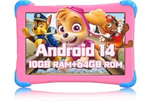 EagleSoar Kids Tablet 10 inch Android 14 with Case, Octa-core 10GB+64GB/512GB Expansion with Kids App Parental Control, WiFi Dual Camera