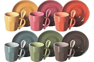 Excelsa Abbraccio Set Tazzine Da Caffè, Ceramica, 6pz, Multicolore, ‎5.5 x 5.5 x 6.5 cm, 1.47 Kg