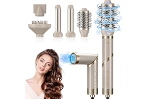 Anluomafuy 5 in 1 Haarstyler Set, Stylingbürsten Set mit Ionen Föhn, Multifunktionaler Airstyler mit Warmluftbürste, Airflow Lockenstab Automatisch, Zum Styling Volumisieren Locken und Glätten