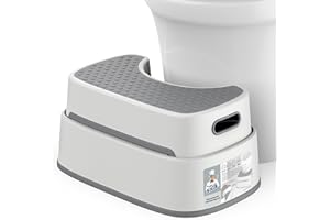 ‎MR.SIGA MR.SIGA Toilettenhocker Squat für Erwachsene, strapazierfähiger Badezimmerhocker, rutschfeste Toilettenstufe für das Badezimmer, Trittleiter für Kleinkinder, cremefarben und dunkelgrau