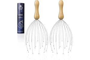 Masajeador de Cabeza, HOMMAND Masajeador Cuero Cabelludo para Masaje Cabeza, Masajeador Cabeza Araña de 20 Dedos, Rascador de Cabeza para una Relajación Profunda, Alivio y Salud - 2 Piezas