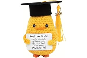 DHHYWWD Graduation Gifts for Her 2025, Mini Knitted Doll with Positivity Card Graduation Gifts for Him, Cute Graduation Gifts 2025 for High School and University，Novelty Office or Home Decor (yellow)