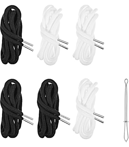 Ersatz-Kordelzüge Set (Schwarz & Weiß) Mit Einfädler | 130 Cm Baumwollkordeln Für Hoodies, Jogginghosen, Jacken & Mehr