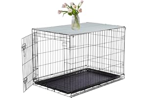 Pethiy Dog Crate Topper oxford cloth for 36 Inch Cages Collapsible Pet Crate Table Topper with 6 Magic tape fixed,Fits Most 24-48 inch Dog Crates (Dog Crate Not Include)