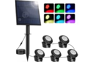 NATPOW Lampes solaires RVB sous-marines 5 en 1 pour étang, terrasse, arbre - Étanche IP68 - Changement de couleur - Éclairage submersible pour étang, terrasse, arbre