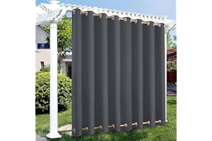 MINGPINHUIUS Outdoor Curtains Waterproof with Grommet (Top and Bottom) - Garden Gazebo Patio Windproof Blackout Thermal Insulated Privacy Outdoor Curtain for Pergola Porch Pool (Grey, 1 Panel 100" x 84")