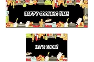 XIAOBUDIAN PVC Kitchen Mats Rugs Sets Washable Non-Slip 40x60+40x120 cm PVC Kitchen Floor Runner 2 Pieces for Kitchen,Living Room,Bedroom,Yoga Room. (Style B)