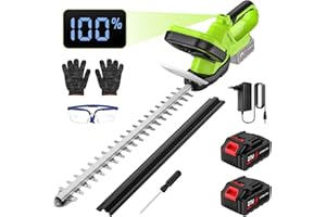 IERAKOR Taille Haie Batterie, Taille Haie Electrique avec 2 Batteries 3,0Ah, 500W Moteur sans Balais, Écran LCD, Lame Double, 55cm Longueur de Coupe, 15mm Écartement des Dents, Taille Haie sans Fil Jardin