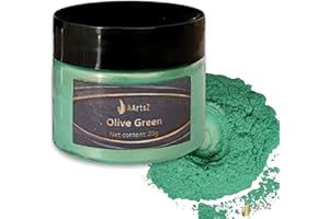 AArtsZ Mica Powder Powder Powder Color Metallic (Olive Green) 20 g, AArtsZ Mica Powder Powder, Epoxy Resin Color, Pigment Pigment Powder Colors for Cosmetic Quality, Level Lip Gloss, Soap Colors