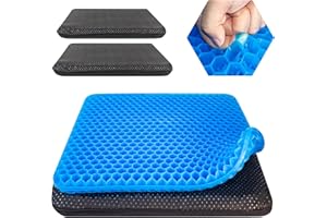 TONINT Large Gel Seat Cushion Long Sitting With 2 Non-Slip Covers (45cm x 45cm),Gel Cushion Sitting,Car seat Cushion,Office seat Cushion,Seat Cushions for Desk Chair,Wheelchair,Soft & Breathable