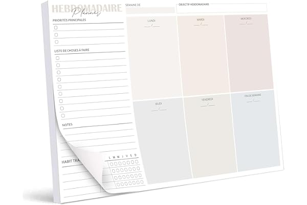 Biroyal Bloc planificateur hebdomadaire A4 sans date fixe (50 pages), 2026 calendrier avec aperçu hebdomadaire et suivi des habitudes pour les rendez-vous