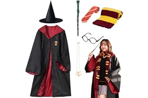 Cevikno Disfraz de Mago College para Adultos Con Corbata, Gafas, Bufanda, Varita y Sombrero - Cosplay para Fiesta, Carnaval, Navidad y Halloween